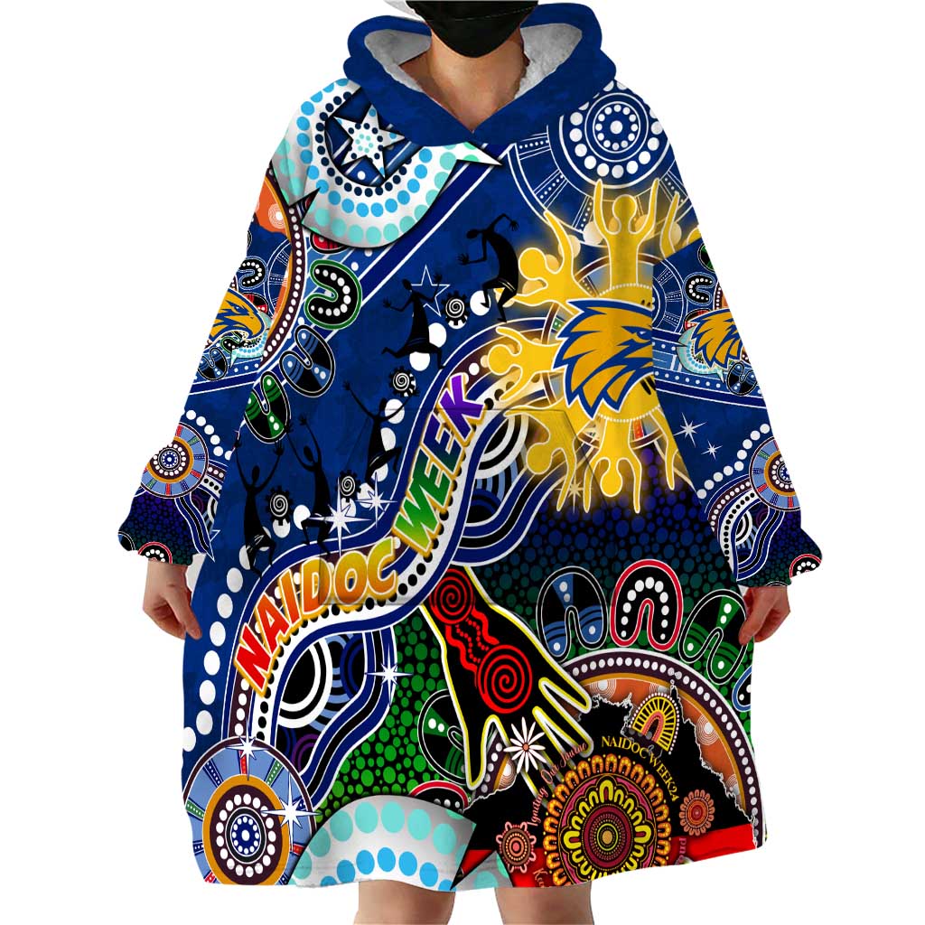 Custom NAIDOC Week 2024 West Coast Eagles Wearable Blanket Hoodie Australia Aboriginal Dot Painting