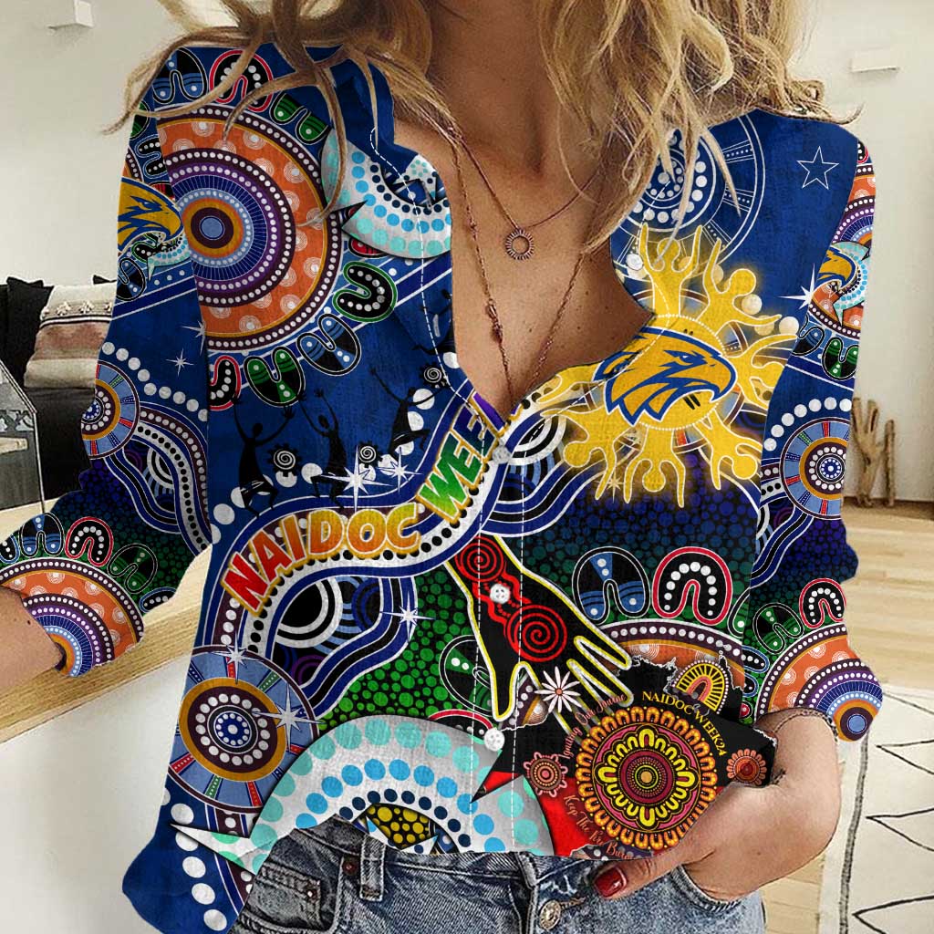 Custom NAIDOC Week 2024 West Coast Eagles Women Casual Shirt Australia Aboriginal Dot Painting
