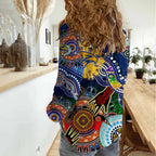 Custom NAIDOC Week 2024 West Coast Eagles Women Casual Shirt Australia Aboriginal Dot Painting
