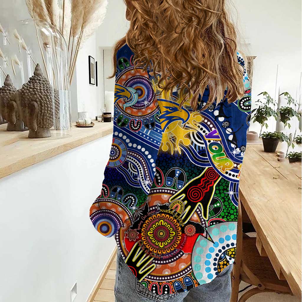 Custom NAIDOC Week 2024 West Coast Eagles Women Casual Shirt Australia Aboriginal Dot Painting