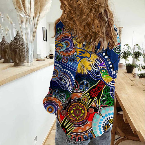 Custom NAIDOC Week 2024 West Coast Eagles Women Casual Shirt Australia Aboriginal Dot Painting
