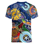 Custom NAIDOC Week 2024 West Coast Eagles Women V-Neck T-Shirt Australia Aboriginal Dot Painting