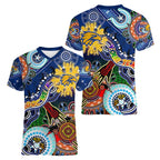 Custom NAIDOC Week 2024 West Coast Eagles Women V-Neck T-Shirt Australia Aboriginal Dot Painting