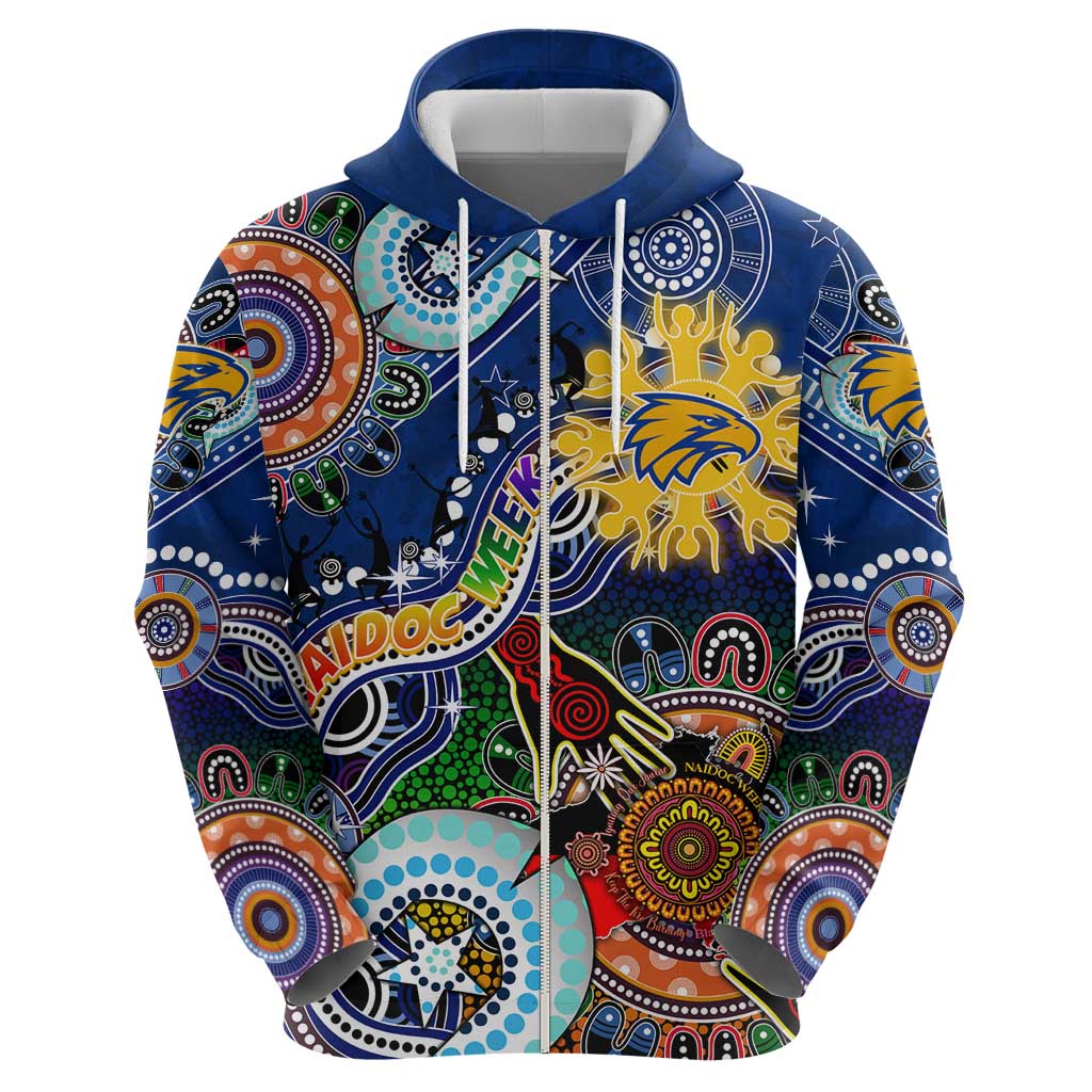 Custom NAIDOC Week 2024 West Coast Eagles Zip Hoodie Australia Aboriginal Dot Painting