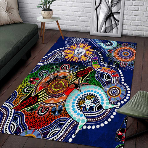 Custom NAIDOC Week 2024 Western Bulldogs Area Rug Australia Aboriginal Dot Painting