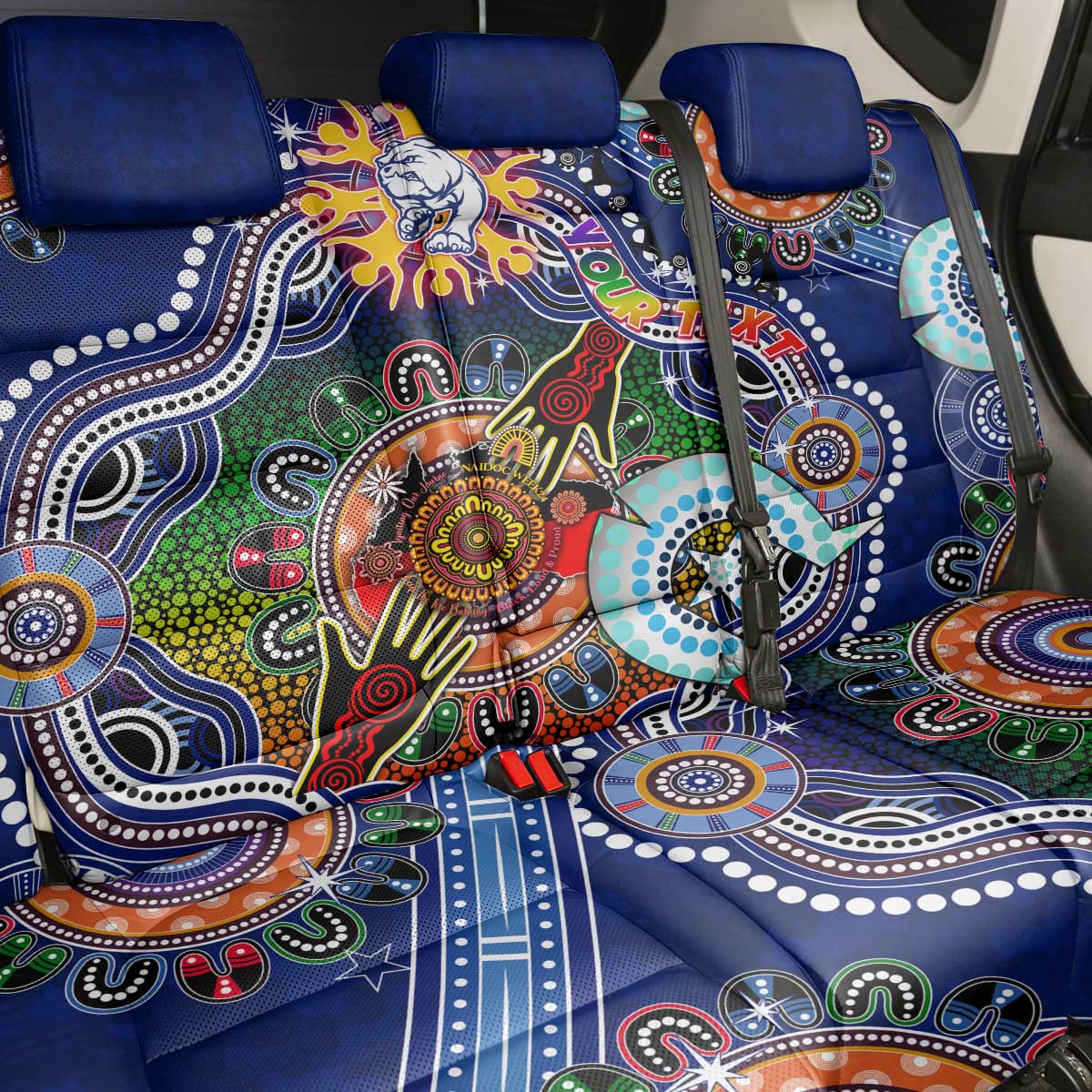 Custom NAIDOC Week 2024 Western Bulldogs Back Car Seat Cover Australia Aboriginal Dot Painting