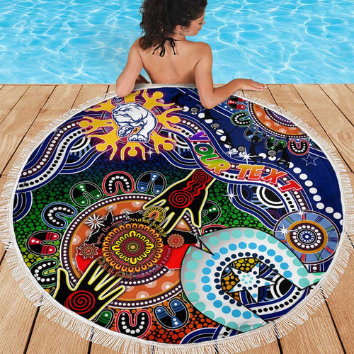 Custom NAIDOC Week 2024 Western Bulldogs Beach Blanket Australia Aboriginal Dot Painting