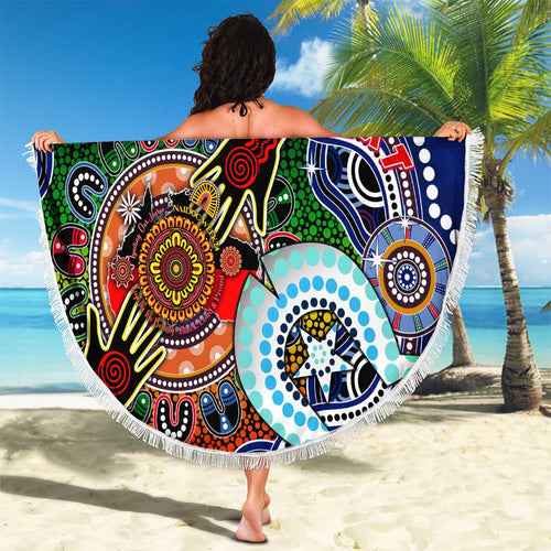 Custom NAIDOC Week 2024 Western Bulldogs Beach Blanket Australia Aboriginal Dot Painting