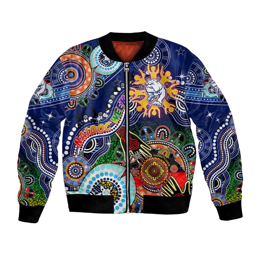 Custom NAIDOC Week 2024 Western Bulldogs Bomber Jacket Australia Aboriginal Dot Painting