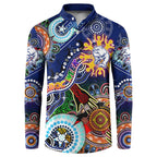 Custom NAIDOC Week 2024 Western Bulldogs Button Sweatshirt Australia Aboriginal Dot Painting