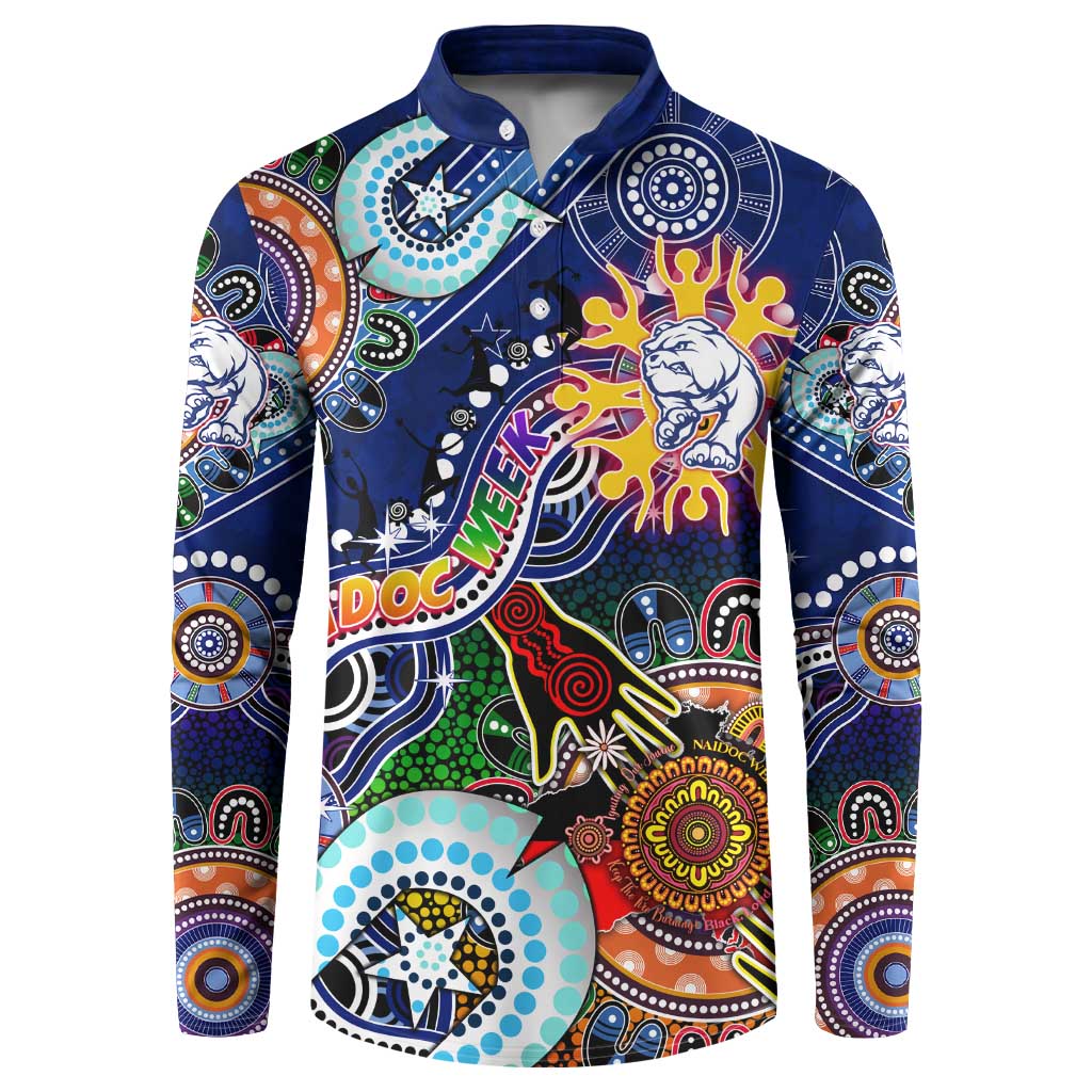 Custom NAIDOC Week 2024 Western Bulldogs Button Sweatshirt Australia Aboriginal Dot Painting