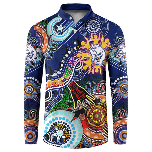 Custom NAIDOC Week 2024 Western Bulldogs Button Sweatshirt Australia Aboriginal Dot Painting