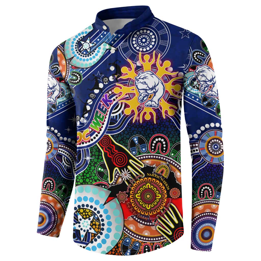 Custom NAIDOC Week 2024 Western Bulldogs Button Sweatshirt Australia Aboriginal Dot Painting