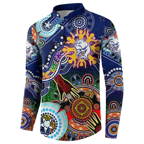 Custom NAIDOC Week 2024 Western Bulldogs Button Sweatshirt Australia Aboriginal Dot Painting