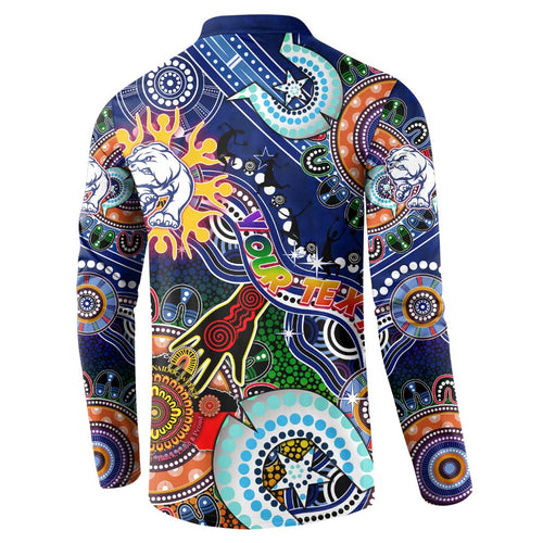 Custom NAIDOC Week 2024 Western Bulldogs Button Sweatshirt Australia Aboriginal Dot Painting