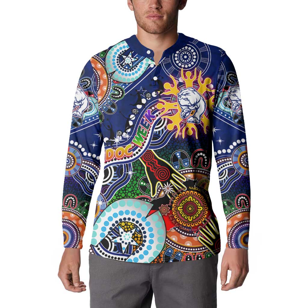 Custom NAIDOC Week 2024 Western Bulldogs Button Sweatshirt Australia Aboriginal Dot Painting