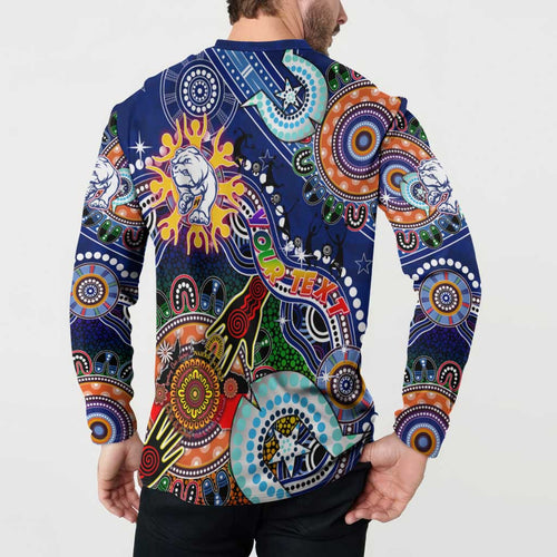 Custom NAIDOC Week 2024 Western Bulldogs Button Sweatshirt Australia Aboriginal Dot Painting