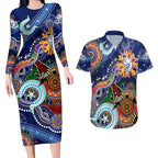 Custom NAIDOC Week 2024 Western Bulldogs Couples Matching Long Sleeve Bodycon Dress and Hawaiian Shirt Australia Aboriginal Dot Painting