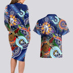 Custom NAIDOC Week 2024 Western Bulldogs Couples Matching Long Sleeve Bodycon Dress and Hawaiian Shirt Australia Aboriginal Dot Painting