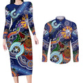 Custom NAIDOC Week 2024 Western Bulldogs Couples Matching Long Sleeve Bodycon Dress and Long Sleeve Button Shirt Australia Aboriginal Dot Painting