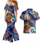 Custom NAIDOC Week 2024 Western Bulldogs Couples Matching Mermaid Dress and Hawaiian Shirt Australia Aboriginal Dot Painting