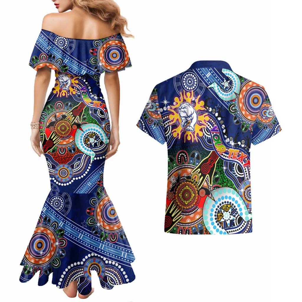 Custom NAIDOC Week 2024 Western Bulldogs Couples Matching Mermaid Dress and Hawaiian Shirt Australia Aboriginal Dot Painting