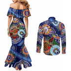 Custom NAIDOC Week 2024 Western Bulldogs Couples Matching Mermaid Dress and Long Sleeve Button Shirt Australia Aboriginal Dot Painting