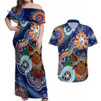 Custom NAIDOC Week 2024 Western Bulldogs Couples Matching Off Shoulder Maxi Dress and Hawaiian Shirt Australia Aboriginal Dot Painting
