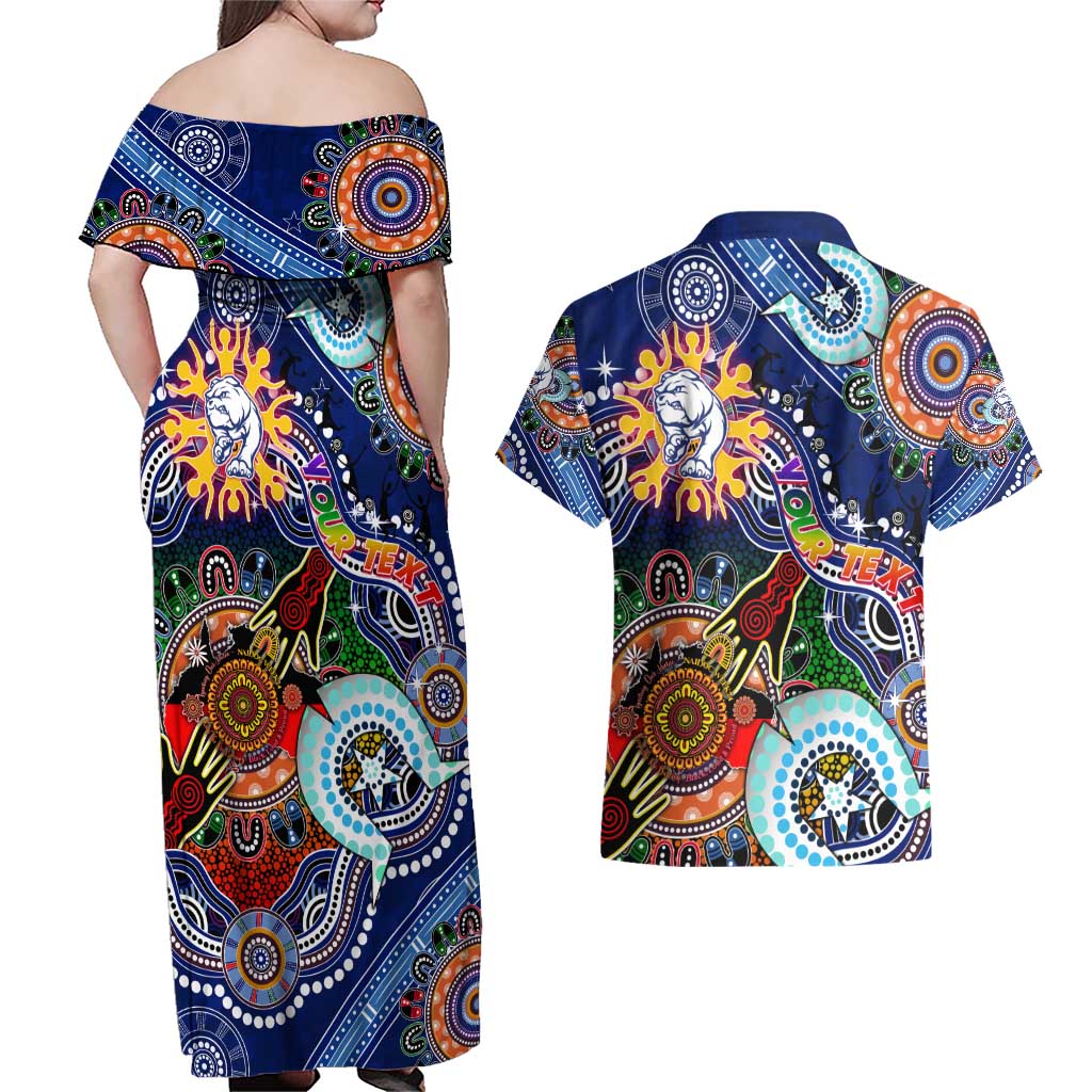 Custom NAIDOC Week 2024 Western Bulldogs Couples Matching Off Shoulder Maxi Dress and Hawaiian Shirt Australia Aboriginal Dot Painting