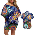 Custom NAIDOC Week 2024 Western Bulldogs Couples Matching Off Shoulder Short Dress and Hawaiian Shirt Australia Aboriginal Dot Painting