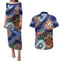 Custom NAIDOC Week 2024 Western Bulldogs Couples Matching Puletasi and Hawaiian Shirt Australia Aboriginal Dot Painting