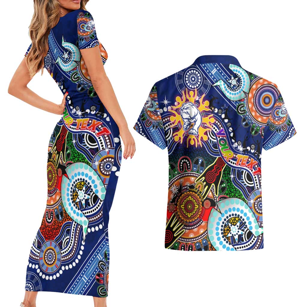 Custom NAIDOC Week 2024 Western Bulldogs Couples Matching Short Sleeve Bodycon Dress and Hawaiian Shirt Australia Aboriginal Dot Painting