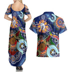 Custom NAIDOC Week 2024 Western Bulldogs Couples Matching Summer Maxi Dress and Hawaiian Shirt Australia Aboriginal Dot Painting