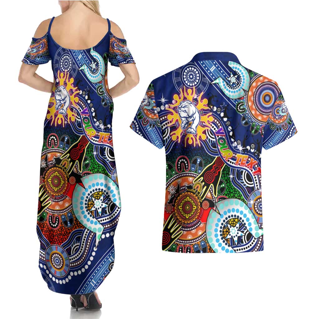Custom NAIDOC Week 2024 Western Bulldogs Couples Matching Summer Maxi Dress and Hawaiian Shirt Australia Aboriginal Dot Painting