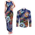 Custom NAIDOC Week 2024 Western Bulldogs Couples Matching Tank Maxi Dress and Long Sleeve Button Shirt Australia Aboriginal Dot Painting