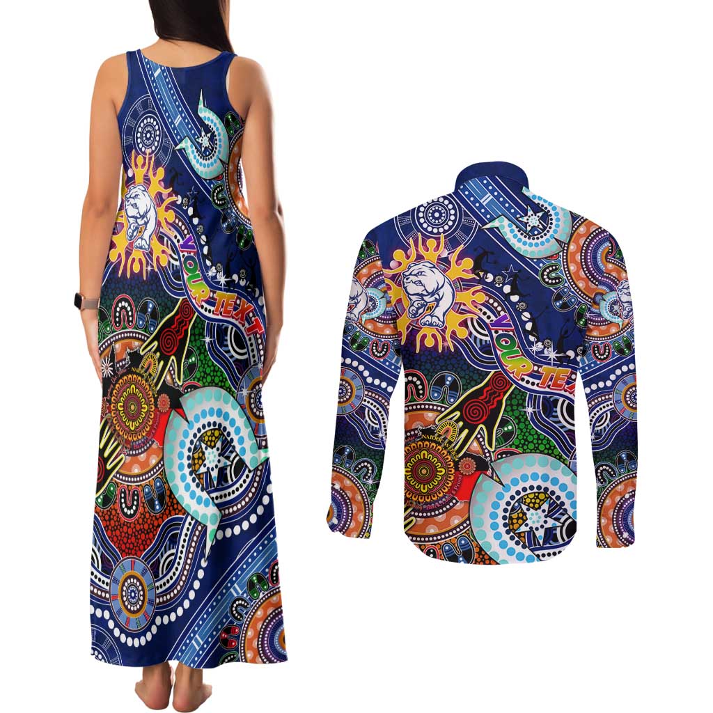 Custom NAIDOC Week 2024 Western Bulldogs Couples Matching Tank Maxi Dress and Long Sleeve Button Shirt Australia Aboriginal Dot Painting