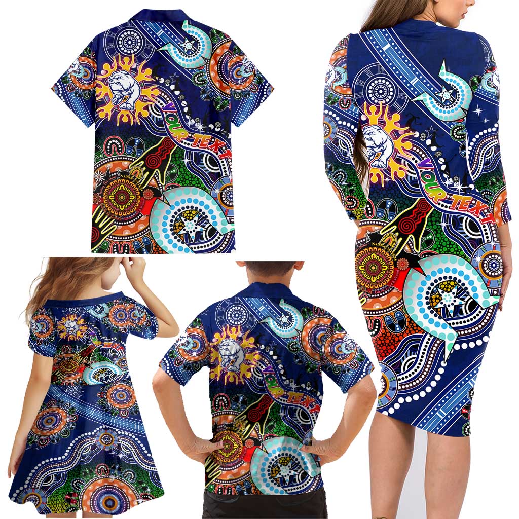 Custom NAIDOC Week 2024 Western Bulldogs Family Matching Long Sleeve Bodycon Dress and Hawaiian Shirt Australia Aboriginal Dot Painting