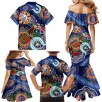 Custom NAIDOC Week 2024 Western Bulldogs Family Matching Mermaid Dress and Hawaiian Shirt Australia Aboriginal Dot Painting