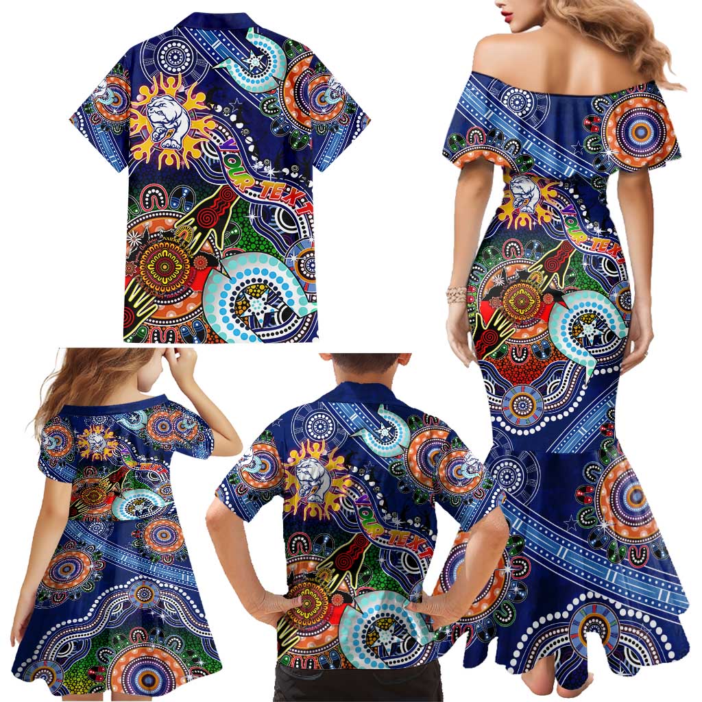 Custom NAIDOC Week 2024 Western Bulldogs Family Matching Mermaid Dress and Hawaiian Shirt Australia Aboriginal Dot Painting