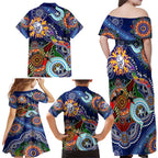 Custom NAIDOC Week 2024 Western Bulldogs Family Matching Off Shoulder Maxi Dress and Hawaiian Shirt Australia Aboriginal Dot Painting