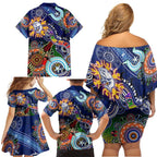 Custom NAIDOC Week 2024 Western Bulldogs Family Matching Off Shoulder Short Dress and Hawaiian Shirt Australia Aboriginal Dot Painting