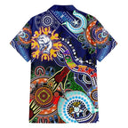 Custom NAIDOC Week 2024 Western Bulldogs Family Matching Off Shoulder Short Dress and Hawaiian Shirt Australia Aboriginal Dot Painting