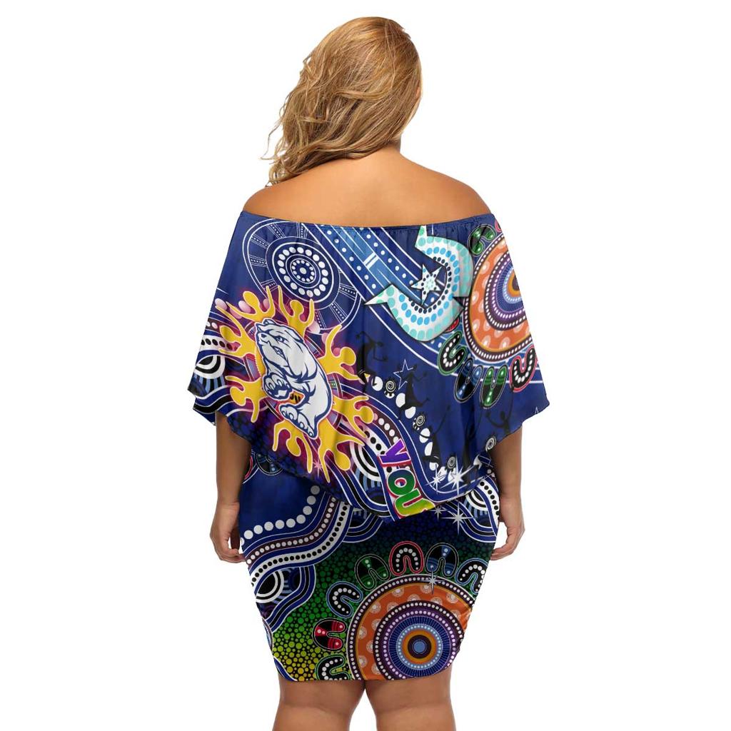 Custom NAIDOC Week 2024 Western Bulldogs Family Matching Off Shoulder Short Dress and Hawaiian Shirt Australia Aboriginal Dot Painting