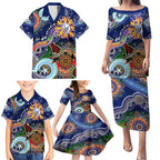 Custom NAIDOC Week 2024 Western Bulldogs Family Matching Puletasi and Hawaiian Shirt Australia Aboriginal Dot Painting