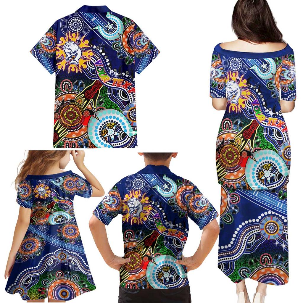 Custom NAIDOC Week 2024 Western Bulldogs Family Matching Puletasi and Hawaiian Shirt Australia Aboriginal Dot Painting