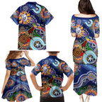 Custom NAIDOC Week 2024 Western Bulldogs Family Matching Puletasi and Hawaiian Shirt Australia Aboriginal Dot Painting