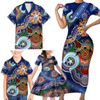 Custom NAIDOC Week 2024 Western Bulldogs Family Matching Short Sleeve Bodycon Dress and Hawaiian Shirt Australia Aboriginal Dot Painting