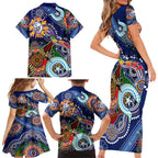 Custom NAIDOC Week 2024 Western Bulldogs Family Matching Short Sleeve Bodycon Dress and Hawaiian Shirt Australia Aboriginal Dot Painting