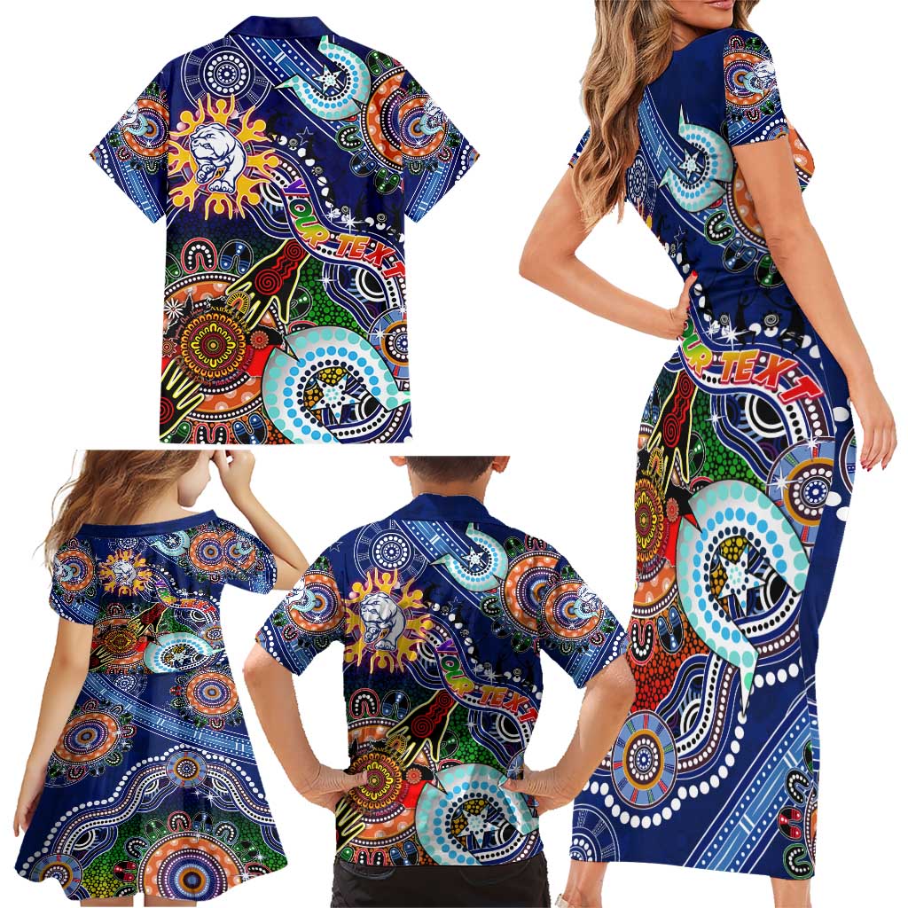 Custom NAIDOC Week 2024 Western Bulldogs Family Matching Short Sleeve Bodycon Dress and Hawaiian Shirt Australia Aboriginal Dot Painting
