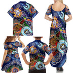 Custom NAIDOC Week 2024 Western Bulldogs Family Matching Summer Maxi Dress and Hawaiian Shirt Australia Aboriginal Dot Painting
